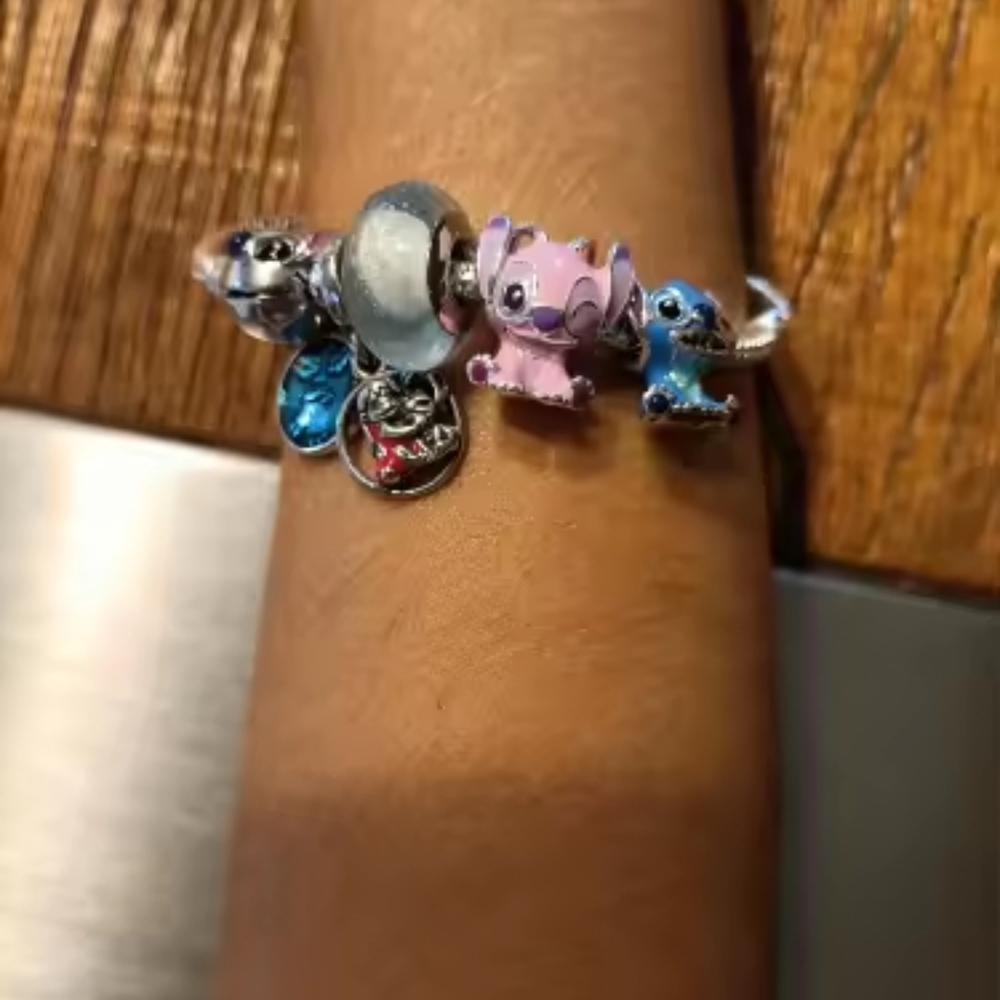 Pink and Purple Sterling Silver Charm